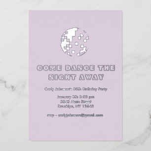 Y2K Metallic Silver Purple Disco 30th Birthday Foil Invitation