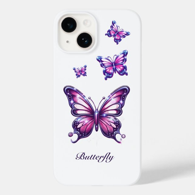 Y2K Pink Chrome Butterfly Phone Case  (Back)