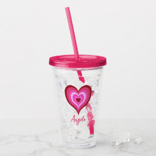 y2k Pink Heart Custom Name Valentine's Day Acrylic Tumbler