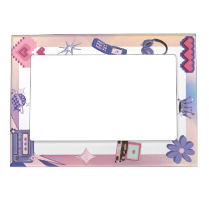 Y2K Pink Purple 2000s Retro Tech Geek Love Wedding Magnetic Frame