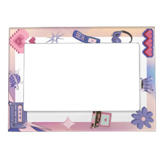 Y2K Pink Purple 2000s Retro Tech Geek Love Wedding Magnetic Frame