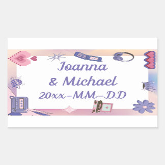 Y2K Pink Purple 2000s Retro Tech Geek Love Wedding Rectangular Sticker