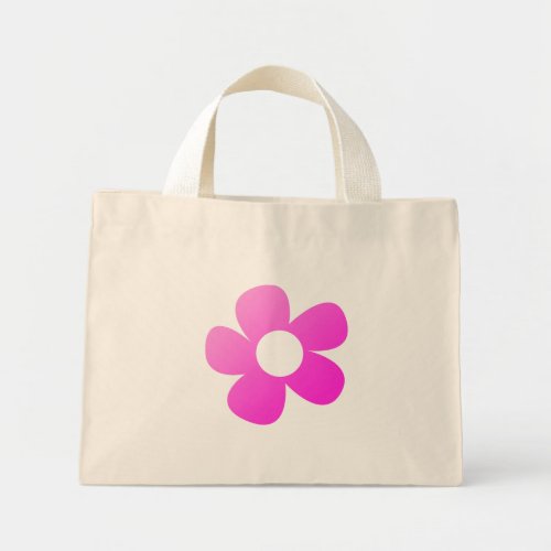 Y2k Preppy Fun Bright Hot Pink Flower Mini Tote Bag