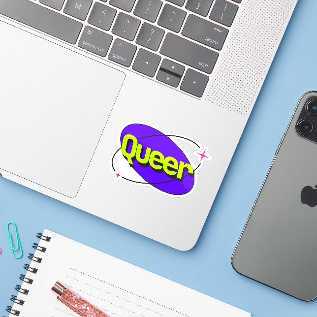 Y2K Queer Pride Sticker (Laptop w/ iPhone)