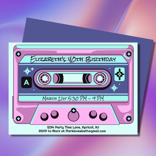 Y2K Retro 90s 80s Cassette Tape Birthday Invitation