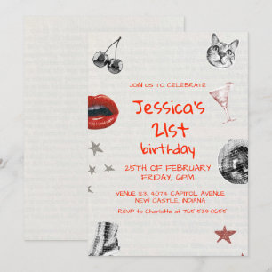 Y2K retro aesthetic Adult disco-themed Birthday  Invitation