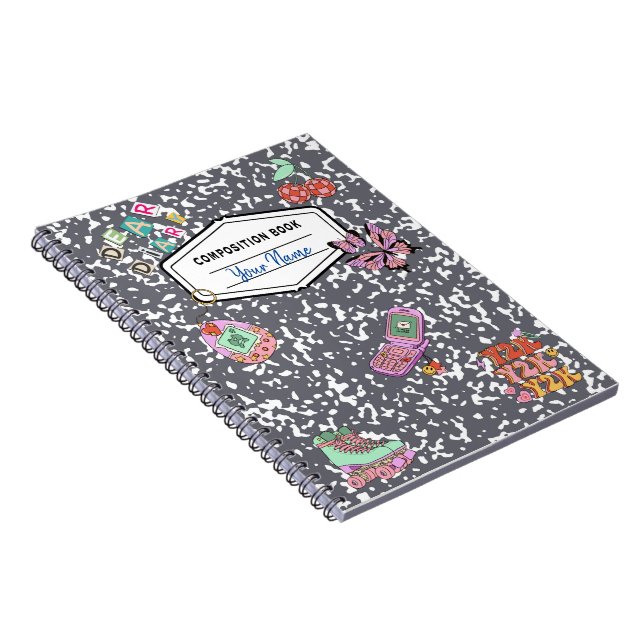 Y2K Retro Gray Composition Notebook (Right Side)
