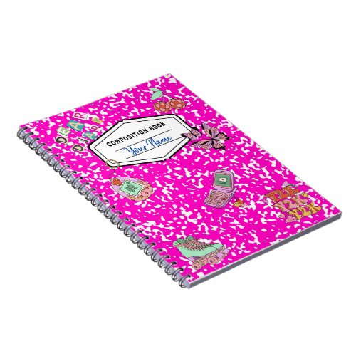 Y2K Retro Pink Composition Notebook