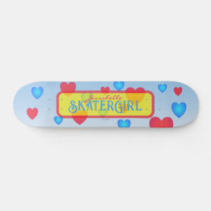 Y2K Skater Girl Glowing Hearts Skateboard