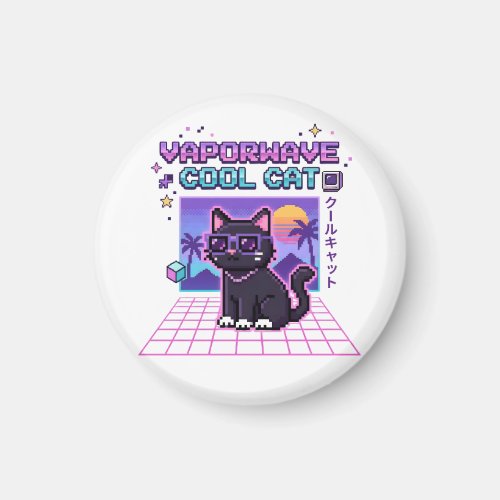 Y2K Vaporwave Pixel Cool Cat Graphic Hoodie | Past Magnet