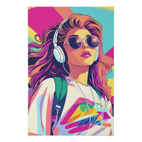 Y2K Vibes Abstract 2000s Girl Teen Illustration Faux Canvas Print