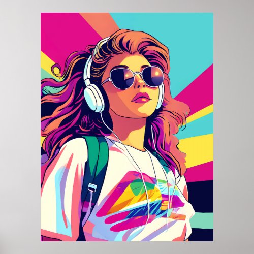 Y2K Vibes Abstract 2000s Girl Teen Illustration Poster