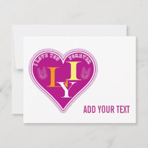 Y2K Vibrant Pink ILY Sign Language Heart Custom Note Card