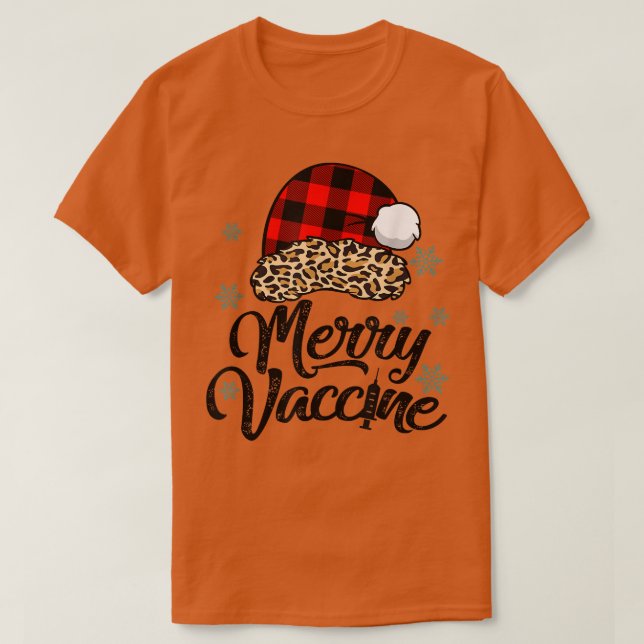 Y4Ry Leopard Santa Hat Merry Vaccine Christmas Xma T-Shirt (Design Front)