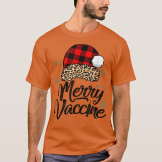 Y4Ry Leopard Santa Hat Merry Vaccine Christmas Xma T-Shirt
