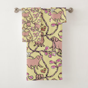 Y B Hilarious pattern Chinese Vietnamese Pig Year Bath Towel Set