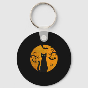 Y Christmas Cat Costume Retro Cat Moon Black Cat Keychain