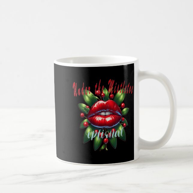 Y Christmas Mistletoe Lips - Naughty Holiday Tee W Coffee Mug (Right)