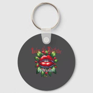 Y Christmas Mistletoe Lips - Naughty Holiday Tee W Keychain