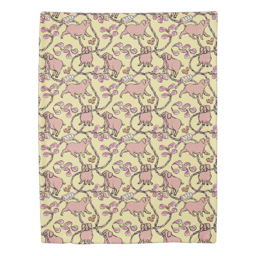 Y D Hilarious pattern Chinese Vietnamese Pig Year Duvet Cover