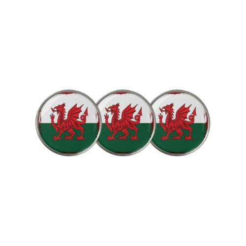 Y Ddraig Goch Grunge Welsh Flag Golf Ball Marker