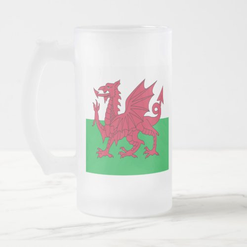 Y Ddraig Goch Welsh Flag Beer Glass Frosted Glass Beer Mug