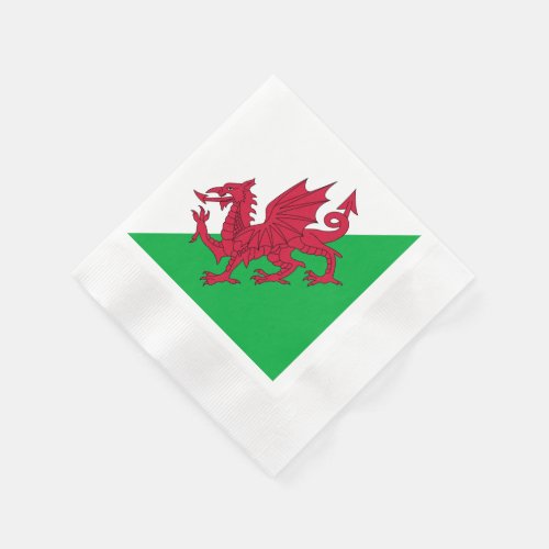 Y Ddraig Goch Welsh Flag Coined Cocktail Napkins
