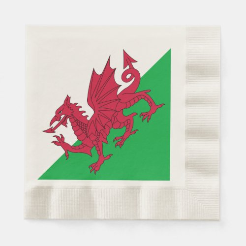 Y Ddraig Goch Welsh Flag Coined Luncheon Napkins