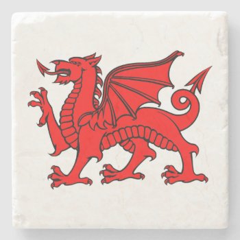 Y Ddraig Goch (welsh Red Dragon) Coaster by AllThingsCeltic at Zazzle