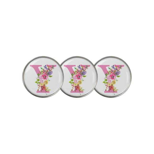 Y Floral Golf Ball Marker (3 Up)