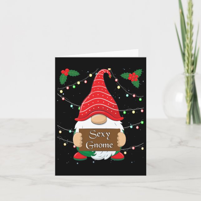 Y Gnome Matching Family Christmas Pajamas X-mas Ho Card (Front)