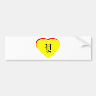 "Y" Heart Yellow Red Wedding Invitation The MUSEUM Bumper Sticker
