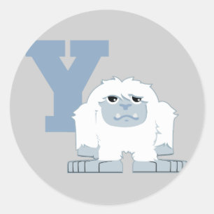 Y is for Yeti Cute Cartoon Yeti Monster Classic Round Sticker