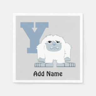 Y is for Yeti Cute Cartoon Yeti Monster Paper Napkins