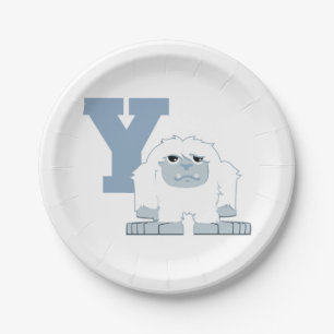 Y is for Yeti Cute Cartoon Yeti Monster Paper Plates