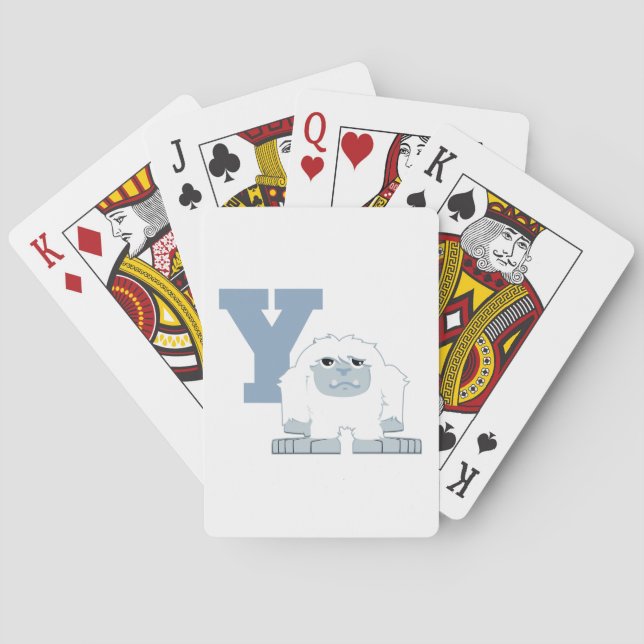 Y is for Yeti Cute Cartoon Yeti Monster Poker Cards (Back)