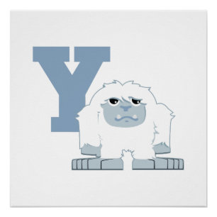 Y is for Yeti Cute Cartoon Yeti Monster Poster