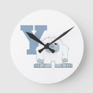Y is for Yeti Cute Cartoon Yeti Monster Round Clock