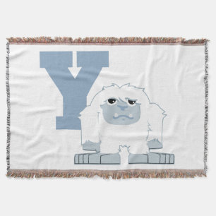 Y is for Yeti Cute Cartoon Yeti Monster Throw Blanket