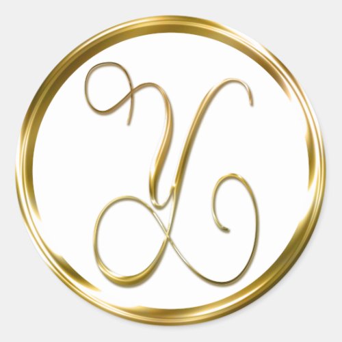 Y Monogram Faux Gold Envelope Or Favor Seal