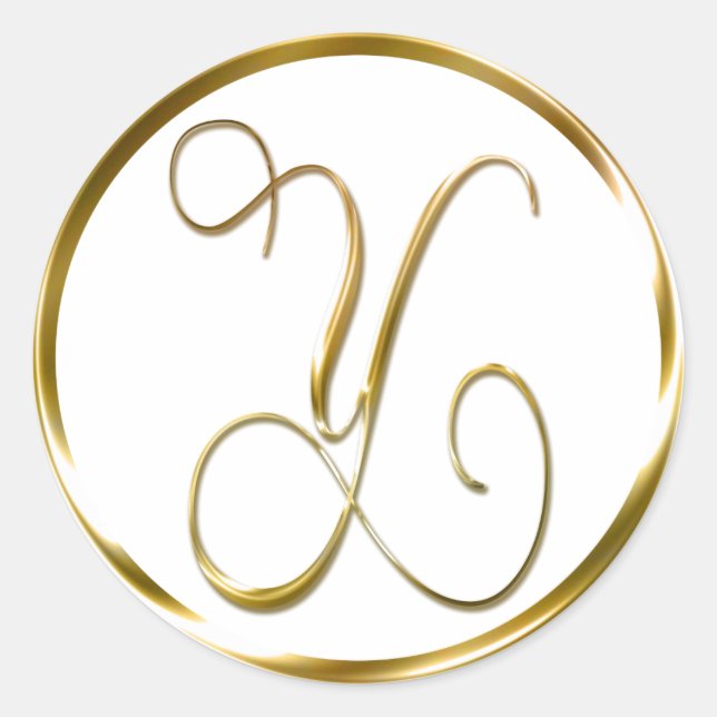 Y Monogram Faux Gold Envelope Or Favor Seal (Front)