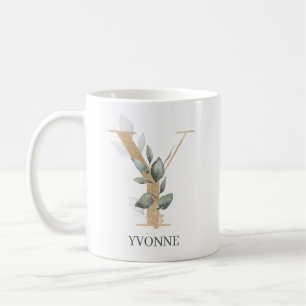 Y Monogram Floral Personalized Coffee Mug
