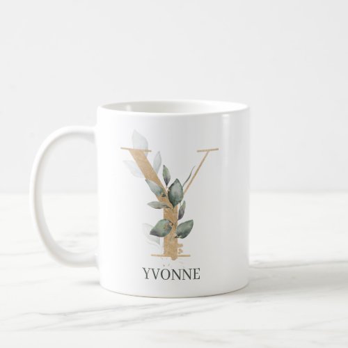 Y Monogram Floral Personalized Coffee Mug