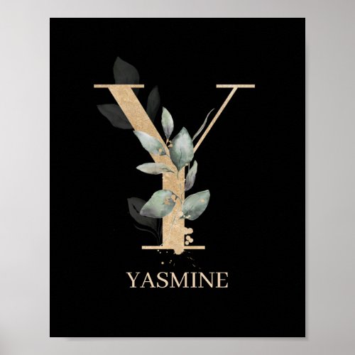 Y Monogram Floral Personalized Poster