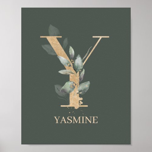 Y Monogram Floral Personalized Poster
