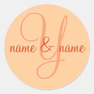 "Y" monogram label, personalize first names Classic Round Sticker