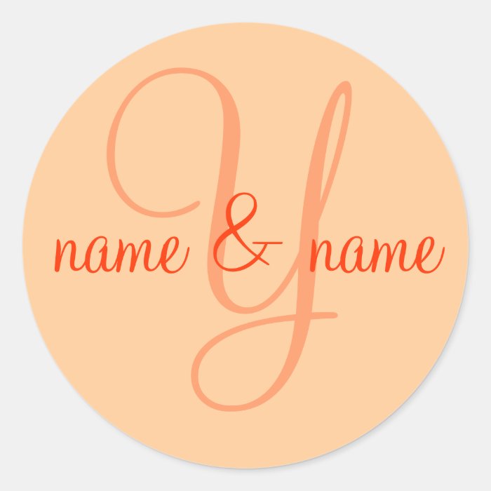 "Y" monogram label, personalize first names Round Sticker