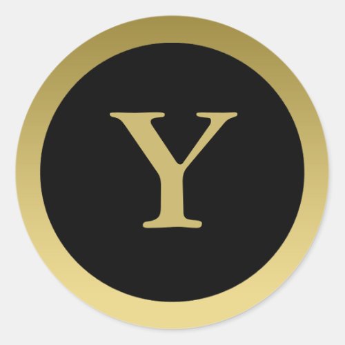 Y  Monogram Y Elegant Gold and Black Sticker