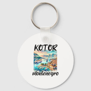 Y Of Kotor Montenegro Cruise Ship Watercolor Sceni Keychain