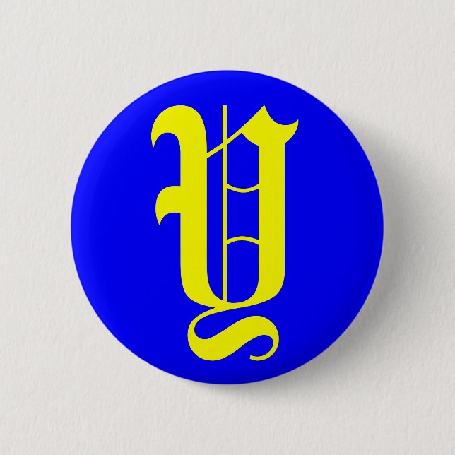 Y - OLD ENGLISH PINBACK BUTTON (Front)
